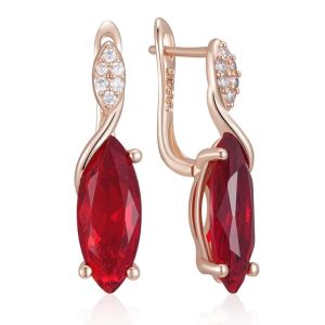 Cercei ''Red Marquise" placat cu aur roz