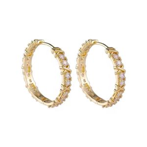 Cercei "Crystal Crown" placati cu aur