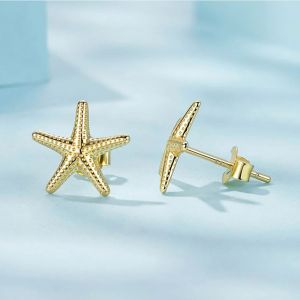 Cercei "Golden Starfish" din argint placat cu aur