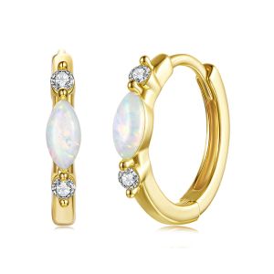 Cercei "Lilo" din argint placat cu aur si Moissanite