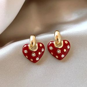 Cercei "Crystal Strawberry" placati cu aur