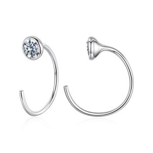 Cercei "Open Link" din argint si Moissanite