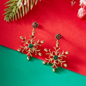 Cercei "Snowpine Spark" placati cu aur