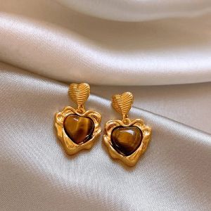 Cercei "Heart of the Tiger" placati cu aur