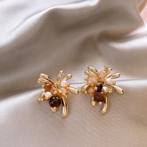 Cercei "Amber Bouquet" placati cu aur