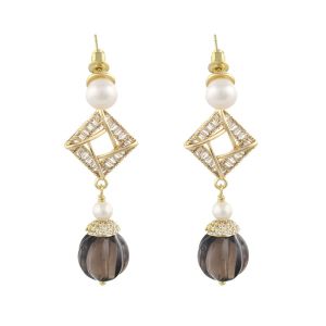 Cercei "Refined" din cuart si perle naturale 