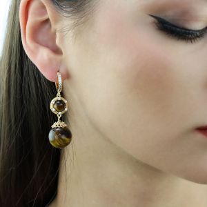 Cercei "Delicado" din ochi de tigru