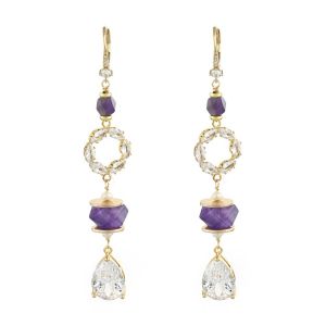 Cercei "Galleria" din ametist si cristale 