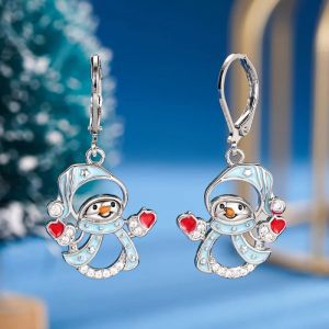 Cercei "Frosty Friends" din alama placata cu rodiu