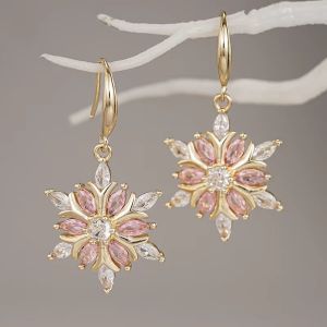 Cercei "Frosty Joy" placati cu aur