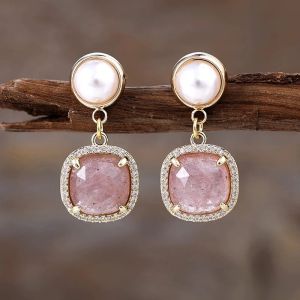 Cercei "Sunset Glow" placati cu aur