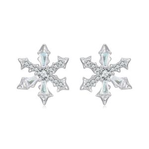Cercei "Snowflake Pair" din argint si cristale