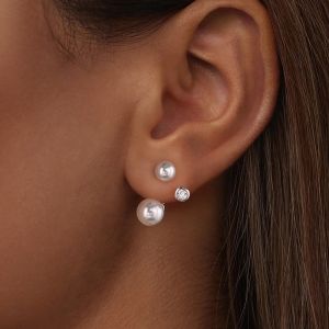 Cercei "Versatile Pearl" din argint, perle si cristale