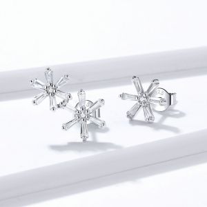 Cercei "Triple Winter" din argint, perle si cristale