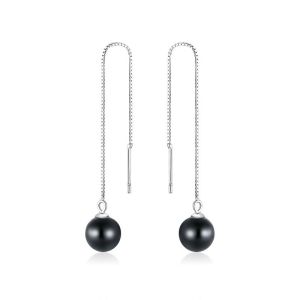 Cercei "Black Pearl Drop" din argint