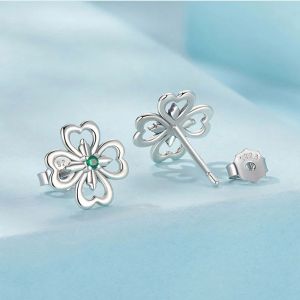 Cercei "Green Bloom" din argint si cristale