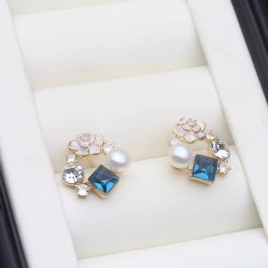 Cercei "Ioana" placati cu aur si cristale