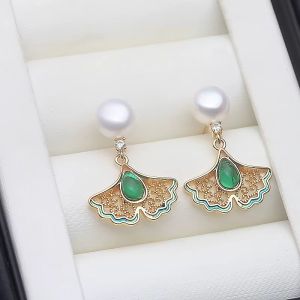 Cercei "Margo" placati cu aur si perle