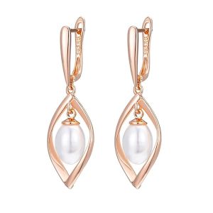 Cercei "Evelina" placat cu aur roz