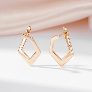 Cercei "Hexa" placati cu aur roz