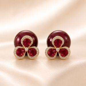 Cercei "Burgundy Royale" din perle si cristale