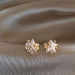 Cercei "Star Touch" placati cu aur