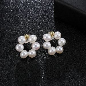 Cercei "Douceur" din perle si argint placat