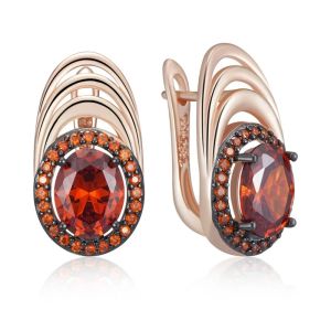 Cercei "Scarlet Kiss" placati cu aur roz