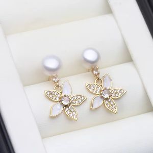 Cercei "Pivoine" placati cu aur