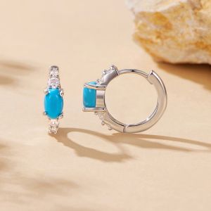 Cercei "Turquoise Light" din argint si cristale