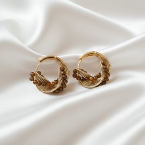 Cercei "Tiger Hoop" placati cu aur