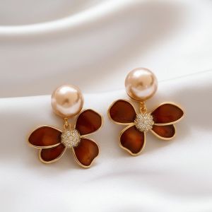 Cercei "Vintage Daisies" placati cu aur