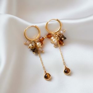 Cercei "Earth Bouquet" placati cu aur