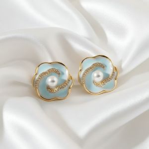 Cercei "Baby Blue" placati cu aur
