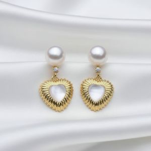 Cercei "Amorette" din perle si sidef