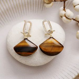 Cercei "Earthlight Fan" din ochi de tigru