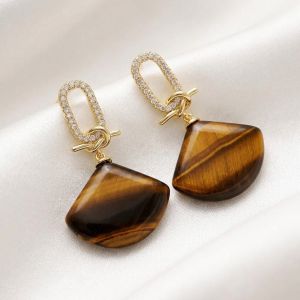 Cercei "Earthlight Fan" din ochi de tigru