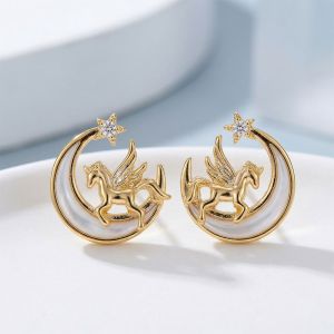 Cercei "Pegasus" placati cu aur