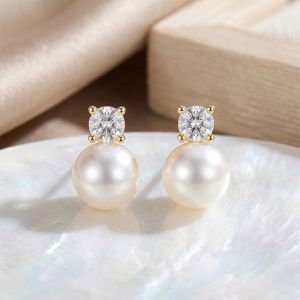 Cercei "Pearlia" din perle si cristale