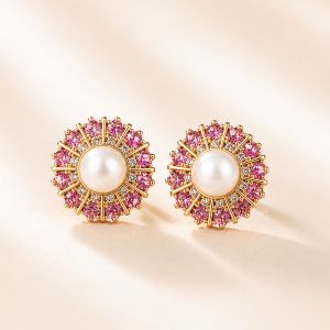 Cercei "Roselle" din cristale si perle