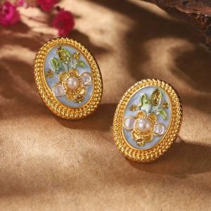 Cercei "Spring Romance" placati cu aur