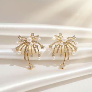 Cercei "Fireworks" placati cu aur