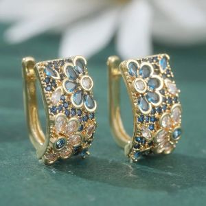 Cercei "Royal Petal" placati cu aur