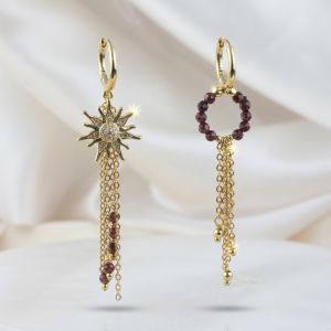 Cercei asimetrici ''Musimara" din granat