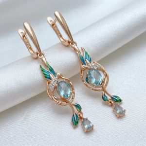 Cercei "Avis Carnivalis" placati cu aur roz