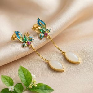 Cercei "Feng Shui" din jad alb