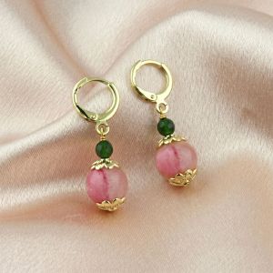 Cercei "Peonia Blush" din jad multicolor