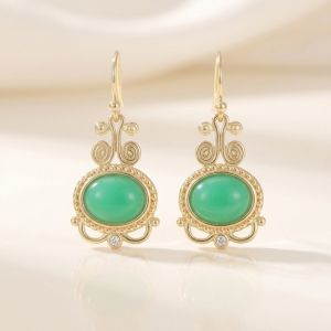 Cercei "Vintage Green" placati cu aur