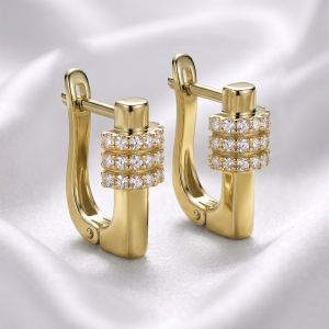 Cercei "Dazzle Bar" placati cu aur