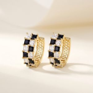 Cercei "Chess Glam" placati cu aur
